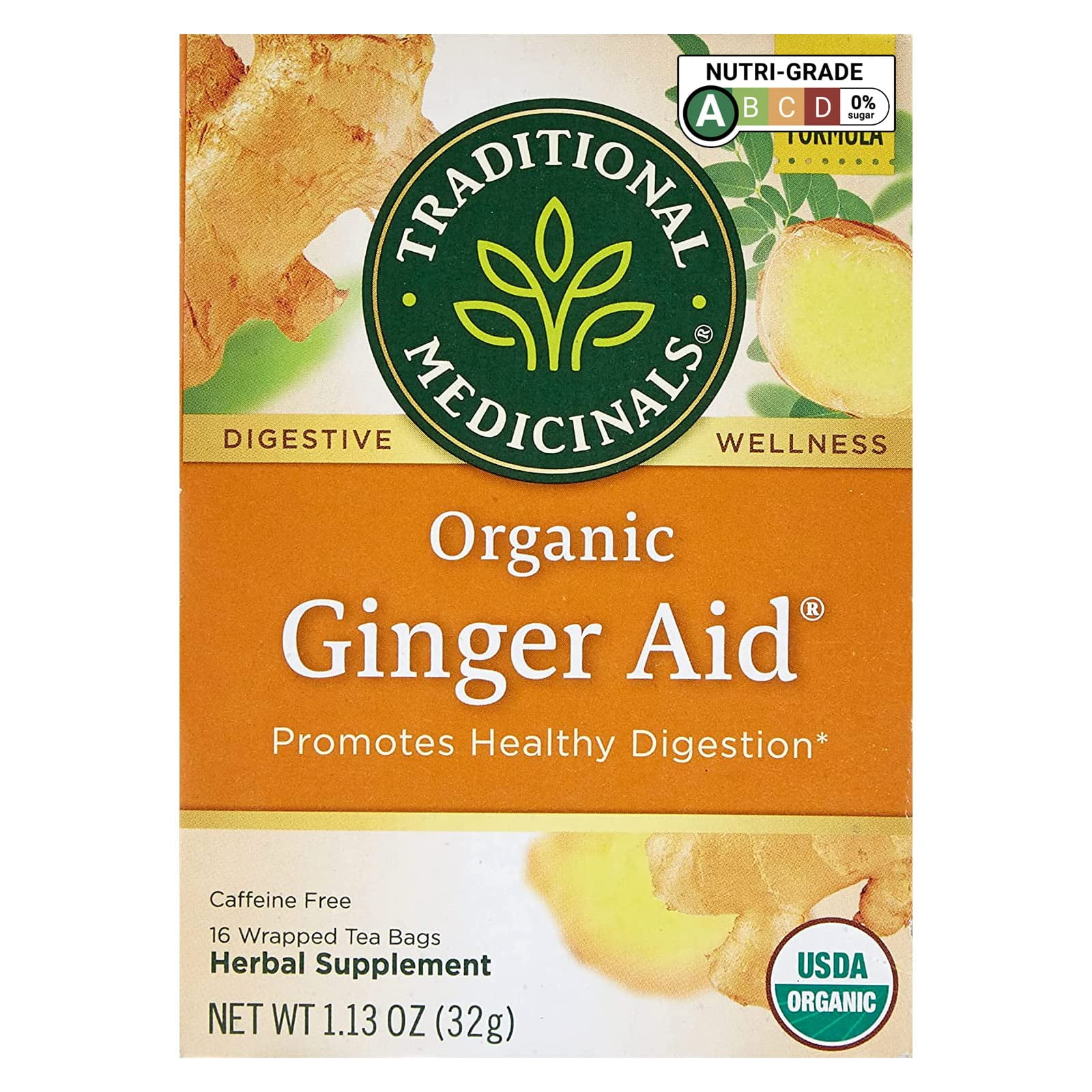 Traditional Medicinals Organic Ginger Aid Digestive Tea, 16 Tea Bags (Pack Of 1)