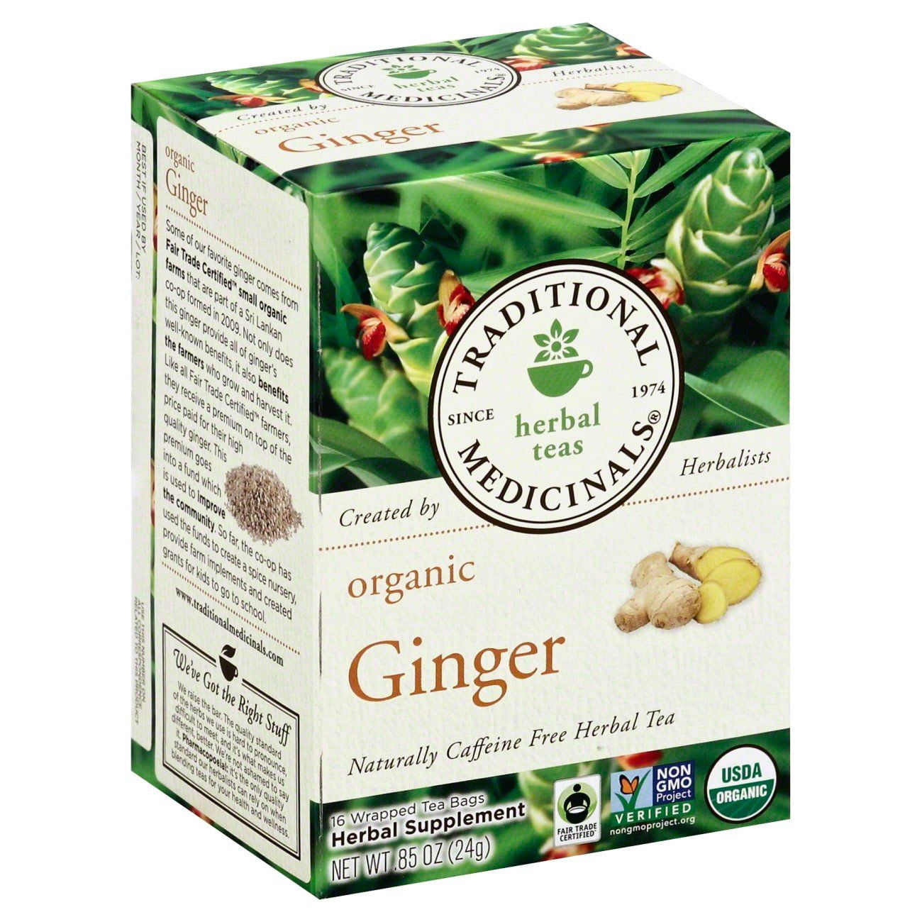 Traditional Medicinals Organic Ginger Caffeine Free Herbal Tea Bags - 16 ct (Pack of 2)