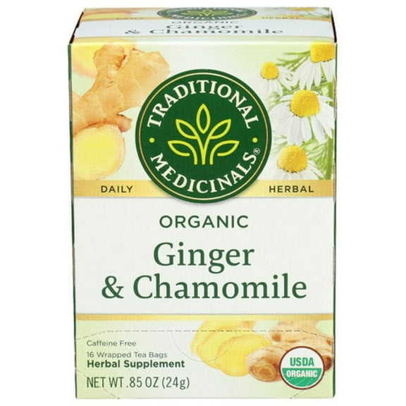 Traditional Medicinals Organic Ginger Tea with Chamomile 16 ct Pack of 4