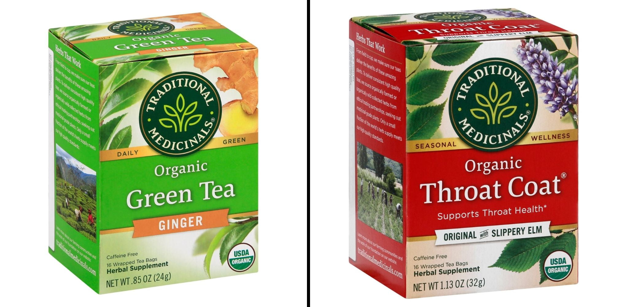 Traditional Medicinals Organic Green Tea 16 ct & Traditional Medicinals Organic Throat Coat 16 ct