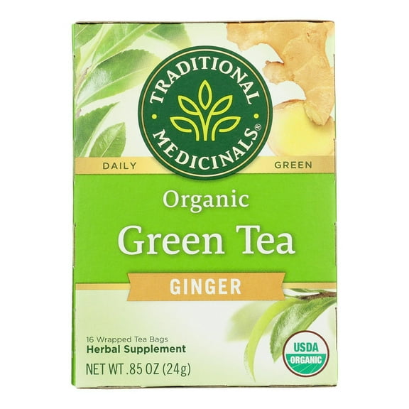 Traditional Medicinals Organic Green Tea Ginger - Case of 6 - 16 Bags