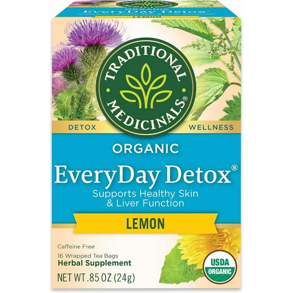 Traditional Medicinals Organic Herbal Tea EveryDay Detox Lemon 16 Tea Bags Pack of 4