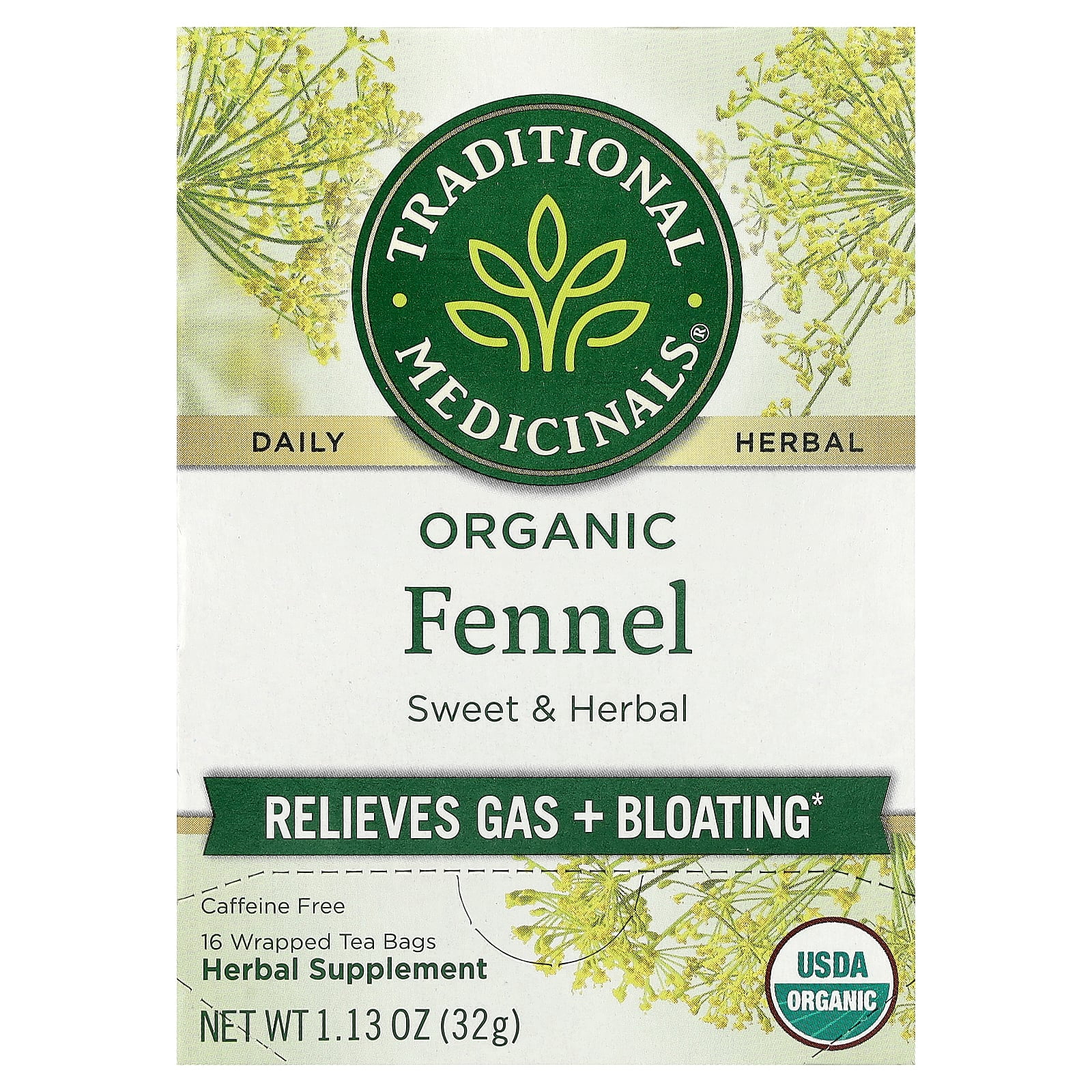 Traditional Medicinals, Herbal Tea, Fennel 16 Bags, Organic Non