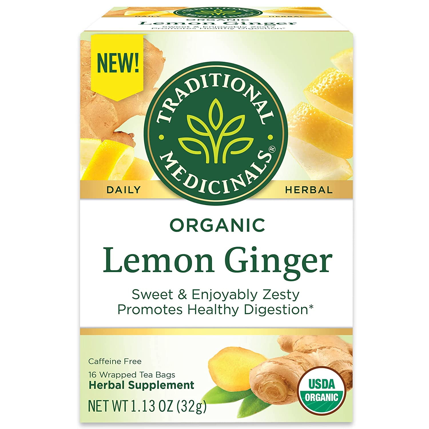 Traditional Medicinals Organic Lemon Ginger Tea, 1.13 OZ (Pack of 3)