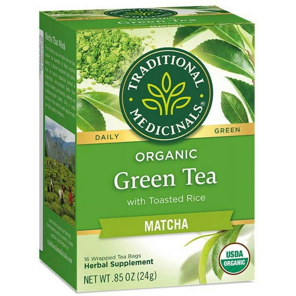 Traditional Medicinals Organic Matcha Green Tea with Toasted Rice, 16 tea bags per pack -- 6 per case
