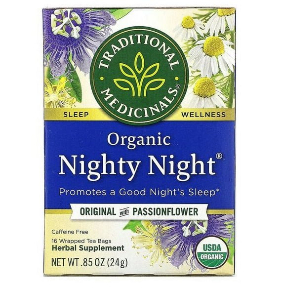 Traditional Medicinals Organic Nighty Night Tea Relaxation Tea, 16 Tea Bags (Pack of 4)