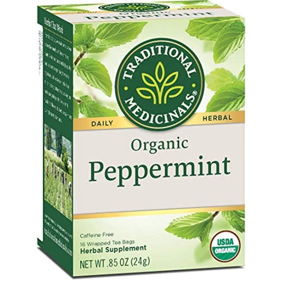 Traditional Medicinals Organic Peppermint Herbal Leaf Tea, 16 Tea Bags (Pack Of 3)