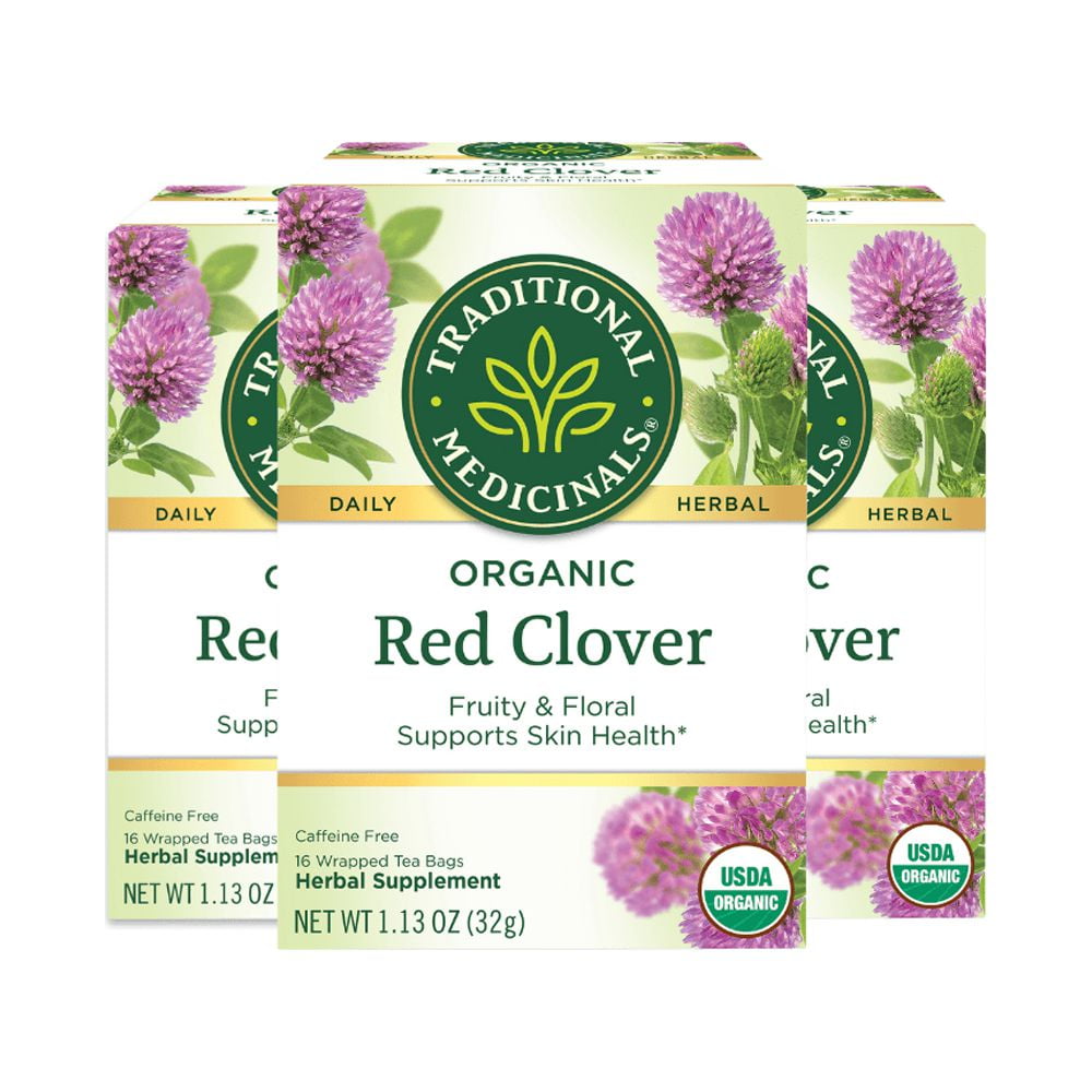 Clover Tea Traditional Medicinals Organic Herbal Red Clover Tea, 16 CT (Pack of 3 ...