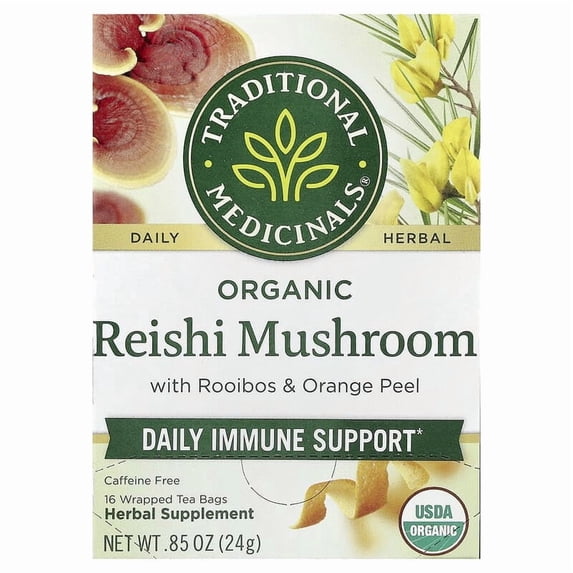 Traditional Medicinals Organic Reishi Mushroom with Rooibos & Orange Peel Tea 16 Tea Bags