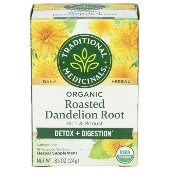 Traditional Medicinals Organic Roasted Dandelion Root Tea 16 ct Pack of 4