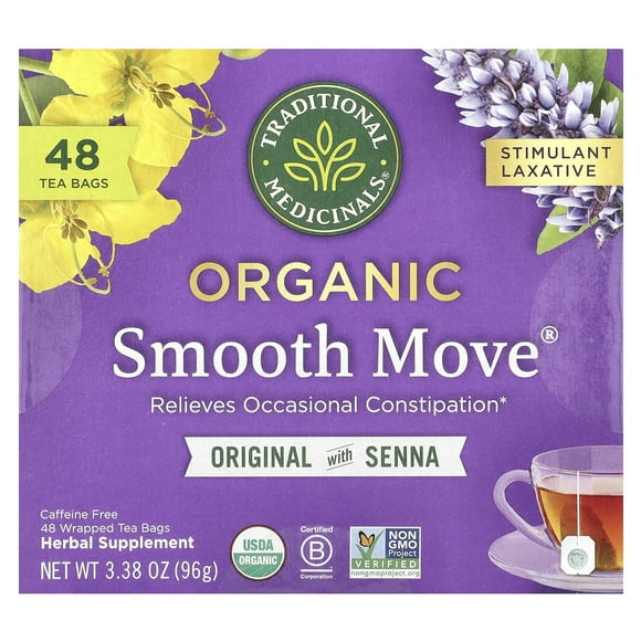Traditional Medicinals Organic Smooth Move, Caffeine Free, 48 Wrapped Tea Bags, 3.38 oz (96 g)