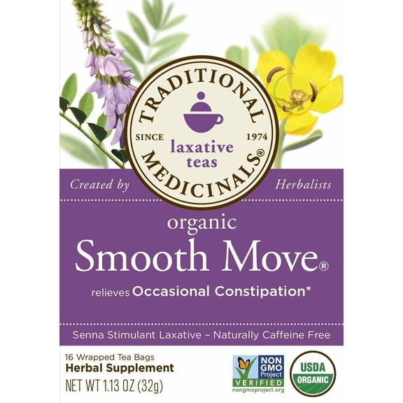 Traditional Medicinals Organic Smooth Move Herbal Supplement, 16ct, 6-Pack