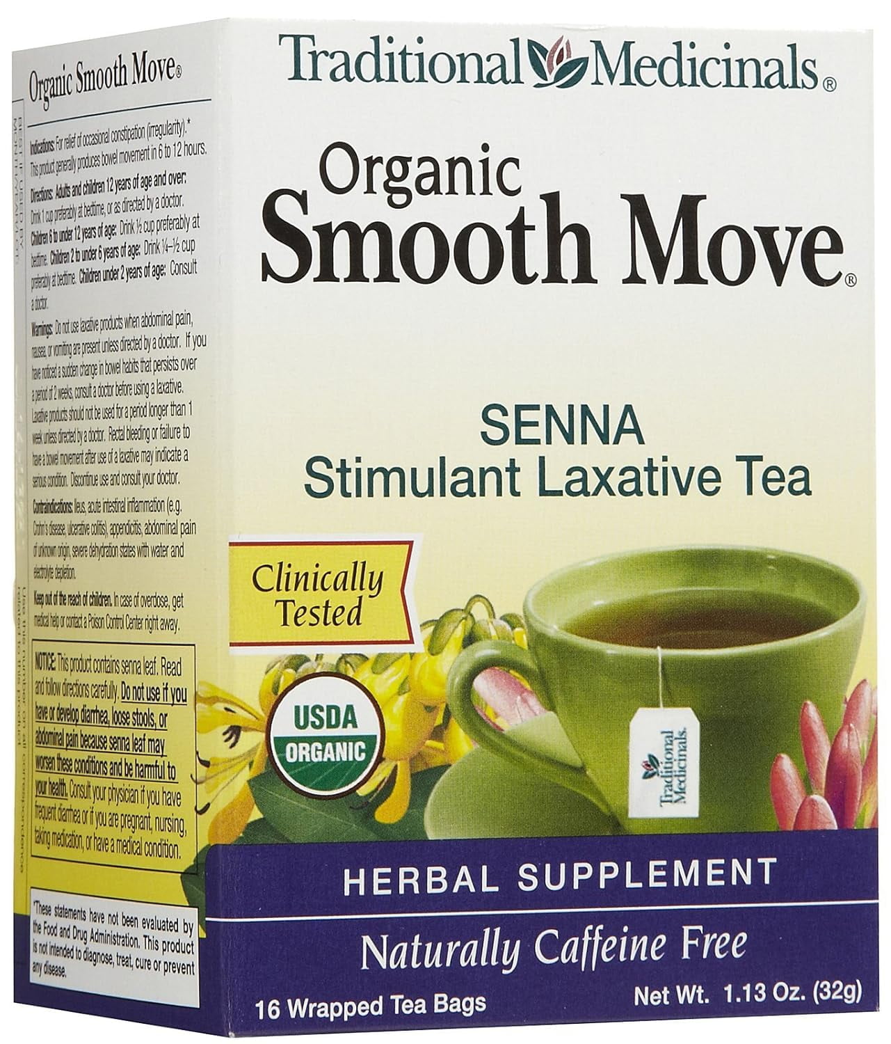 Smooth Move Tea How Long To Work Traditional Medicinals Organic Smooth Move Tea, 16 Tea Bags (Pack of 6
