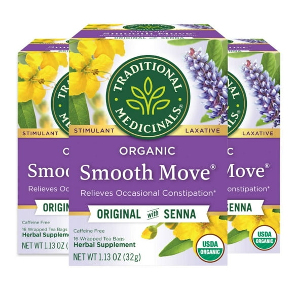 Traditional Medicinals Organic Smooth Move With Senna Herbal Tea, Relieves Occasional Constipation - 48 Tea Bags Total