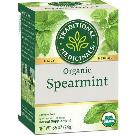 Traditional Medicinals Organic Spearmint, Herbal Tea Bags, 16 Ct, 2 Pk