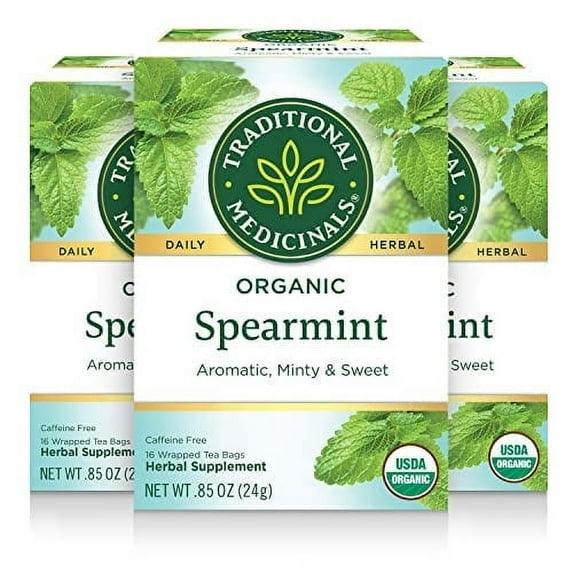 Traditional Medicinals Organic Spearmint Herbal Tea, Healthy & Refreshing (16 Count (Pack of 3))