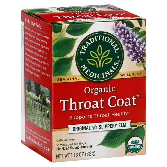 Traditional Medicinals Organic Throat Coat Caffeine Free Herbal Tea Bags - 16 ct (Pack of 2)