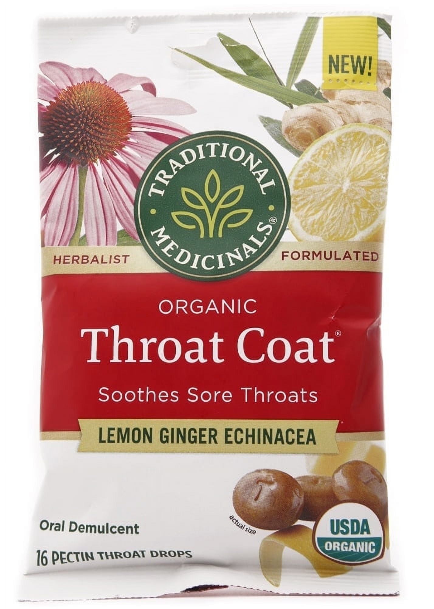 Traditional Medicinals Organic Throat Coat Lozenges Lemon Ginger