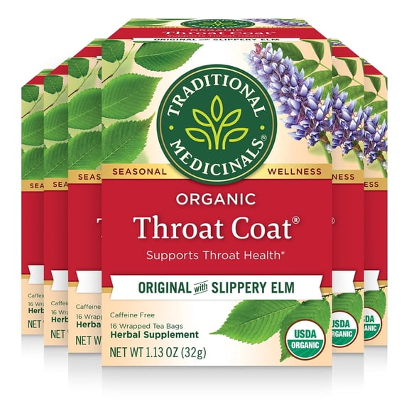 Traditional Medicinals Organic Throat Coat Seasonal Tea, 16 Count (Pack Of 6)