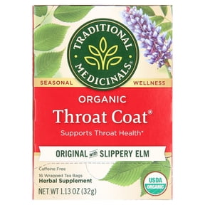 Traditional Medicinals Organic Throat Coat Herbal Tea with Licorice Root and Slippery Elm Bark, 16 Tea Bags