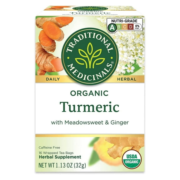 Traditional Medicinals Organic Turmeric W/ Meadowsweet & Ginger Herbal. Tea, 16 Tea Bags