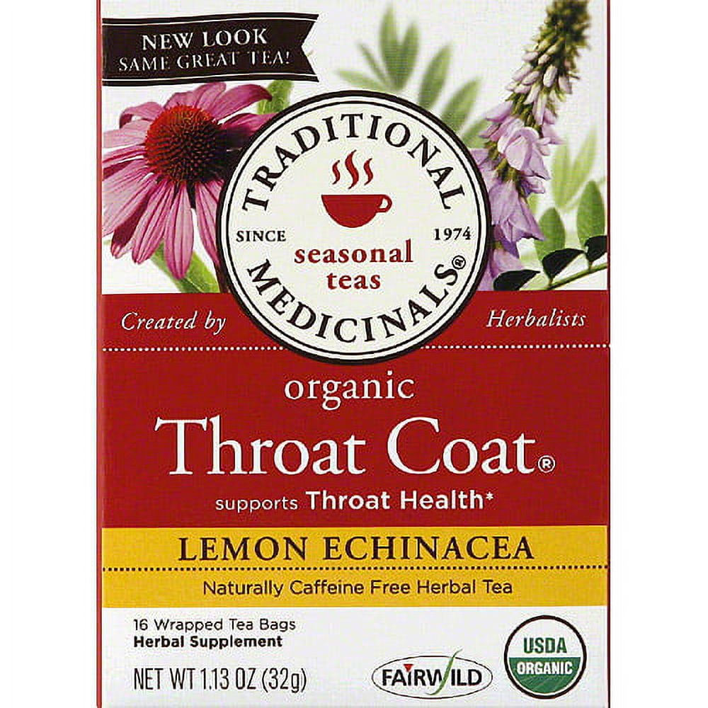 Traditional Medicinals Seasonal Throat Coat Lemon Echinacea Tea Herbal