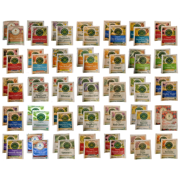 Traditional Medicinals Tea Bag Sampler - Unique Tea Sampler Variety with 70 Organic Herbal Teas - An Excellent Care Package or Gift Set - 35 Varieties - 70 Tea Bags Packaged in a Custom Gift Box