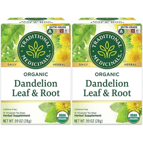 Traditional Medicinals Tea, Organic Dandelion Leaf and Root Tea, 16 Bags (Pack of 2)