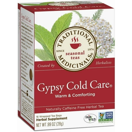 Traditional Medicinals Tea, Organic Herbal Cold Care, Elderflower Spice, Tea Bags, 16 Ct.