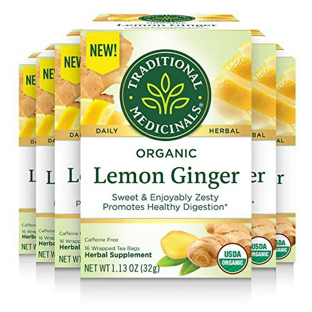 Traditional Medicinals Tea, Organic Lemon Ginger, Promotes Healthy