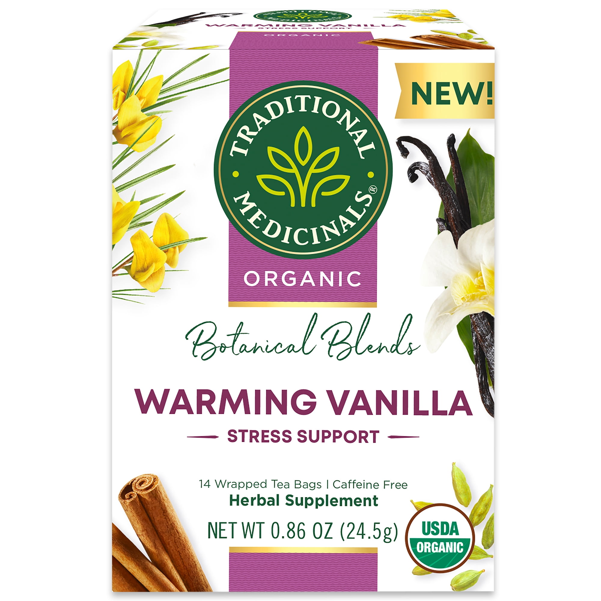 Traditional Medicinals Tea, Organic Warming Vanilla, Tea Bags, 14 Count