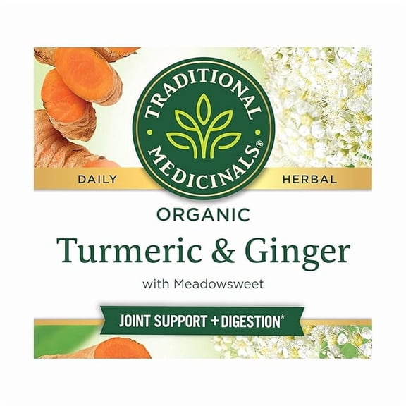 Traditional Medicinals Tea Turmeric Meadowsweet & ginger,16 count. ( Pack of 2 )