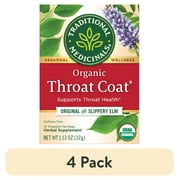(4 pack) Traditional Medicinals Throat Coat, OrganicTea Bags, 16 Count