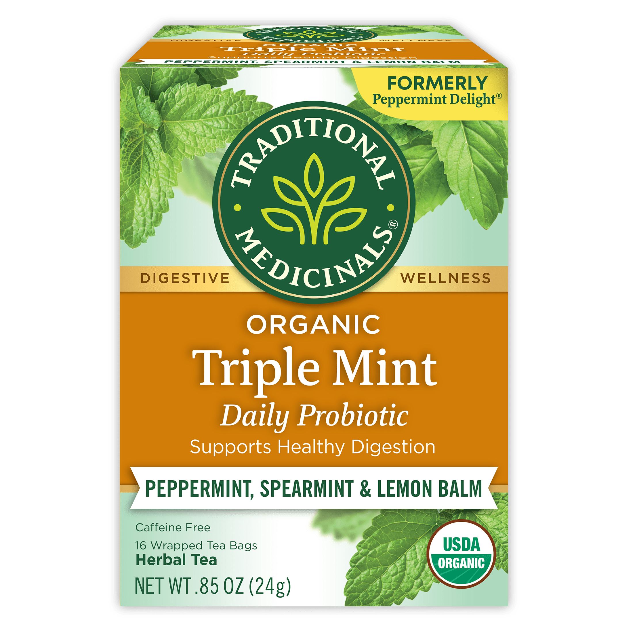 Traditional Medicinals Herbal Tea, Organic, Peppermint Delight Probiotic, Tea Bags