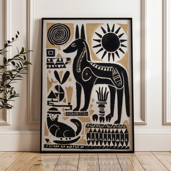 Traditional Mexican Cat And Sun Motif Matte Museum Paper Poster Unframed Paper Print