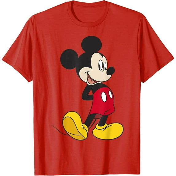 Traditional Mickey Mouse Portrait DTG Print Unisex T-Shirt,Red Color,Size YXS