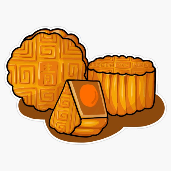 Traditional Mid Autumn Festival Sweet Lotus Seed Paste Mooncake Chinese Pastry Decal For Notebook Sticker