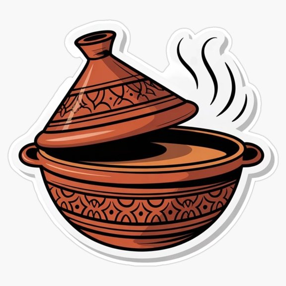 Traditional Moroccan Clay Tagine Stew Cooking Pot Vector Pattern Accent Decal For Travel Bag Sticker