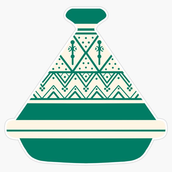 Traditional Moroccan Green Clay Tagine Symmetrical Stew Cooking Pot Vector Decal For Travel Bag Sticker