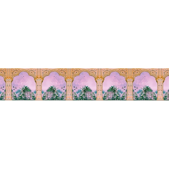 Traditional Mughal Peacock Theme Wall Border Peel & Sticker 10 feet x 6 inch l for Home, Office, Kitchen Decor Self Adhesive Vinyl Matte Finish with Laminated Decal roll (Desgin - 3)