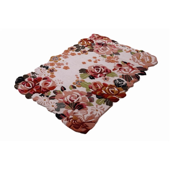Traditional Multi-Colored Floral Wool Area Rug, 4' x 6' – 100% Hand-Tufted Carpet by Avyay Rugs for Living Room, Bedroom, and Entryway