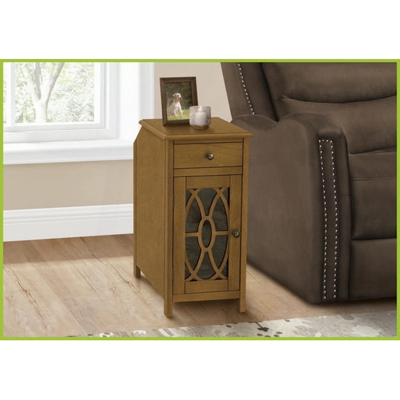 Traditional Narrow Brown Veneer Coffee Table – 24-Inch Space-Saving Accent Table with Storage Drawer