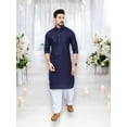 thumbnail image 1 of Traditional Navy Blue Pathani Cotton Kurta Pajama Outfit&ndash; Ethnic Wear for Mens, 1 of 8