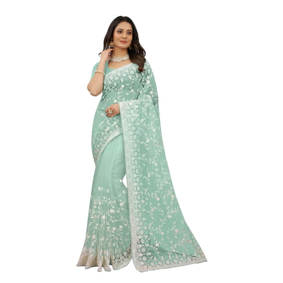 Traditional Net Saree With Unstitched Blouse
