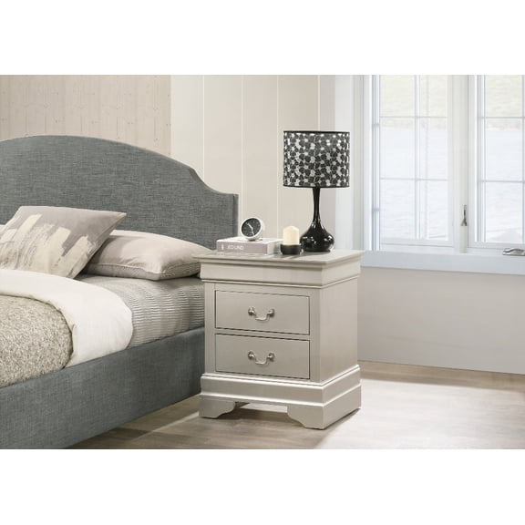 Traditional Nightstand in Silver Champagne, Perfect for Decor Styles