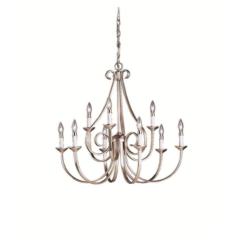 Dover 32" Brushed Nickel 9-Light Two-Tier Chandelier