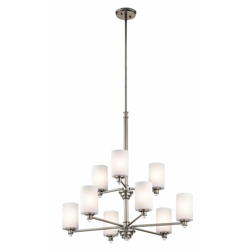 Joelson 33" 9-Light Brushed Nickel Chandelier with Cream Shades