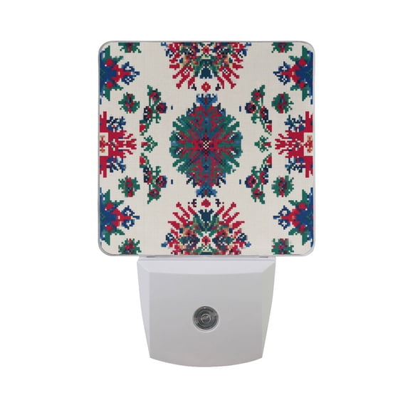 Traditional Nordic Knitted Patterns LED Night Light Sensor Lamp Plug-in Adjustable Brightness 2 Pack