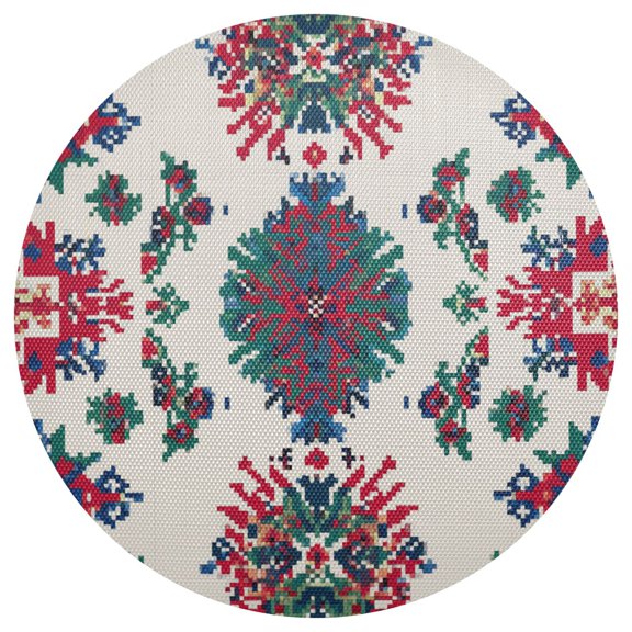 Traditional Nordic Knitted Patterns PVC Round Grid Placemat Table Mat 1 Pc 15.4" x 15.4"