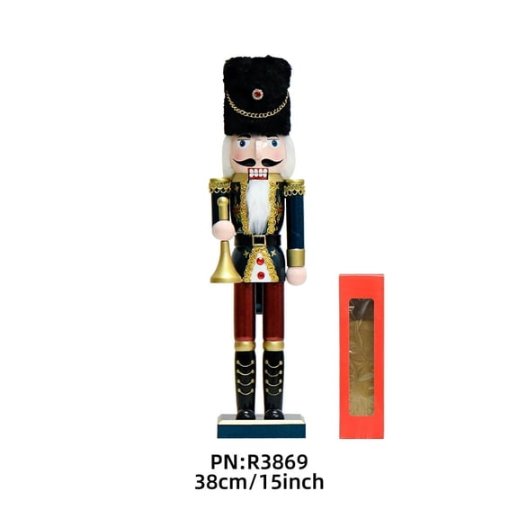 38CM Traditional Nutcracker Figurine - Vintage King Christmas Decor for Table, Mantle Displays & Holiday Centerpieces